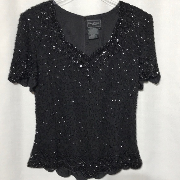 Sequin Top, Dressy, Black w/beading - Picture 4 of 5
